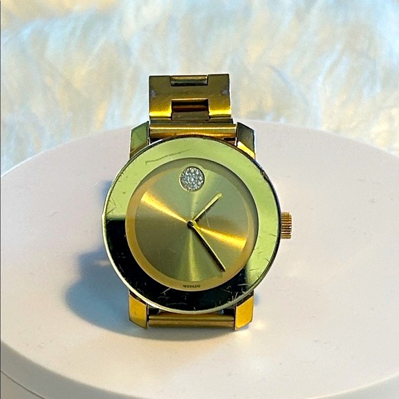 Movado Crystal Gold-Ion Plated Stainless Watch with Crystal Detail - Picture 1 of 14